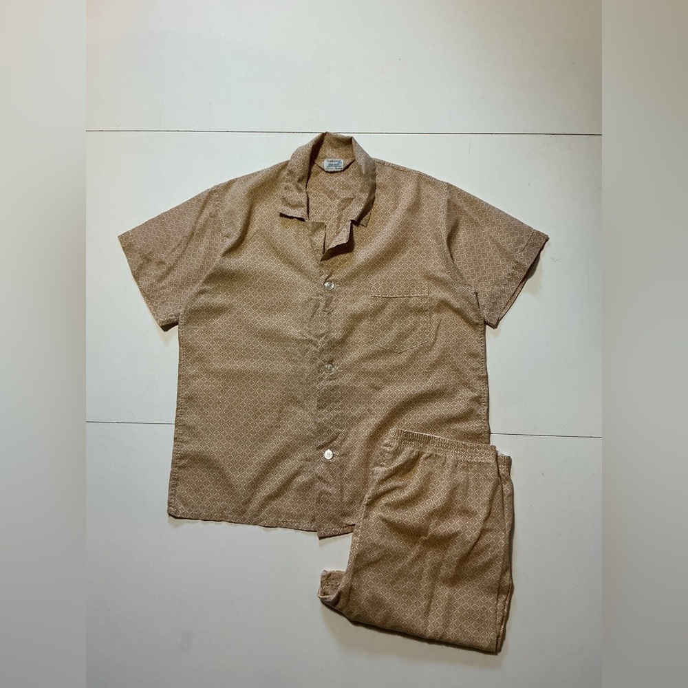 Vintage 60s 70s Towncraft Plus Penn Prest Penneys Pattern Print 2PC Pajama Set